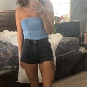 Denim Corset Bustier Top